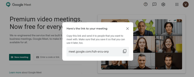 Google meet video link to share