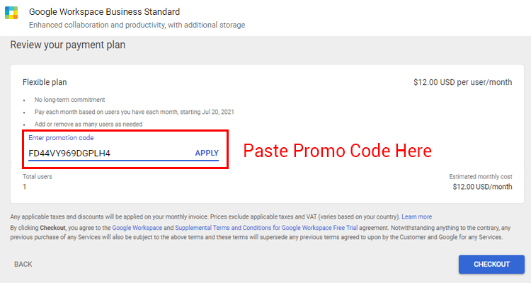 Paste The Google Workspace Promo Code