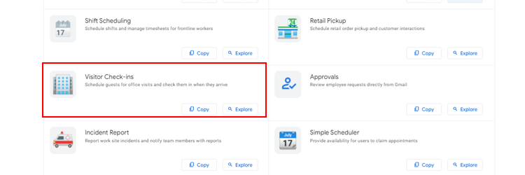 Google Workspace Visitor Check-ins App